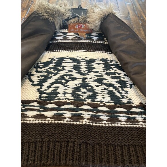 BB Dakota Faux Fur Collar Knit Back Vest Womens Size XL Full Zip Wool Blend - Picture 5 of 7